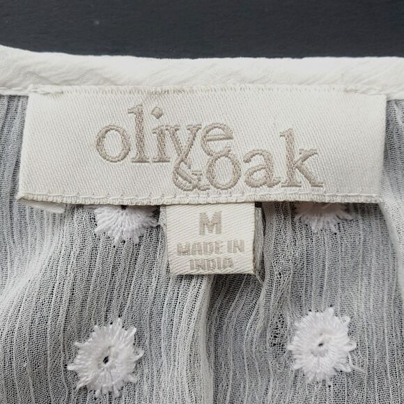 Sheer Embroidered Top M Popover 3/4 Sleeve Gauzy Boho Fairy Etherial Coverup - Picture 5 of 16